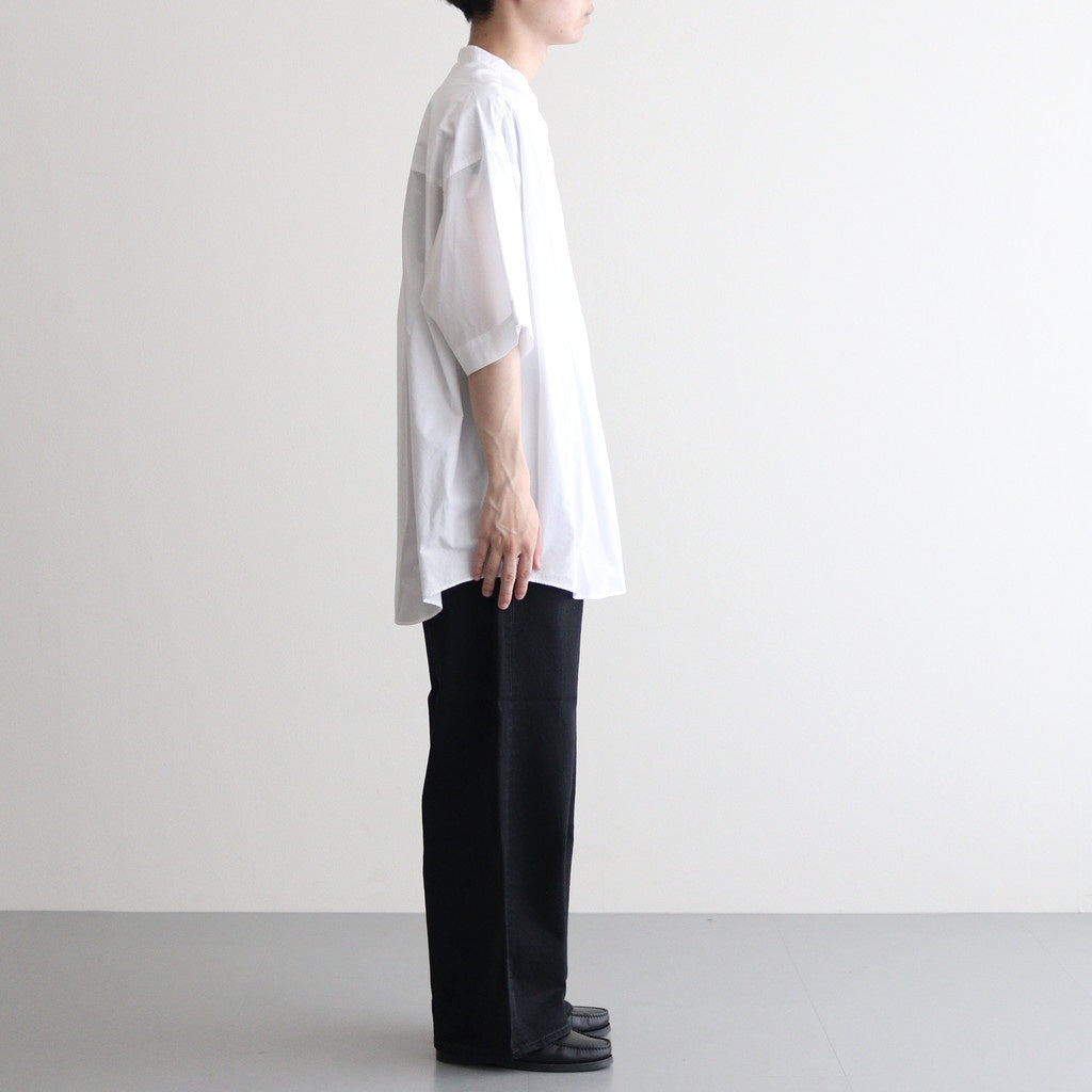 BROAD S/S OVERSIZED BAND COLLAR SHIRT #WHITE [GM231-50083B]