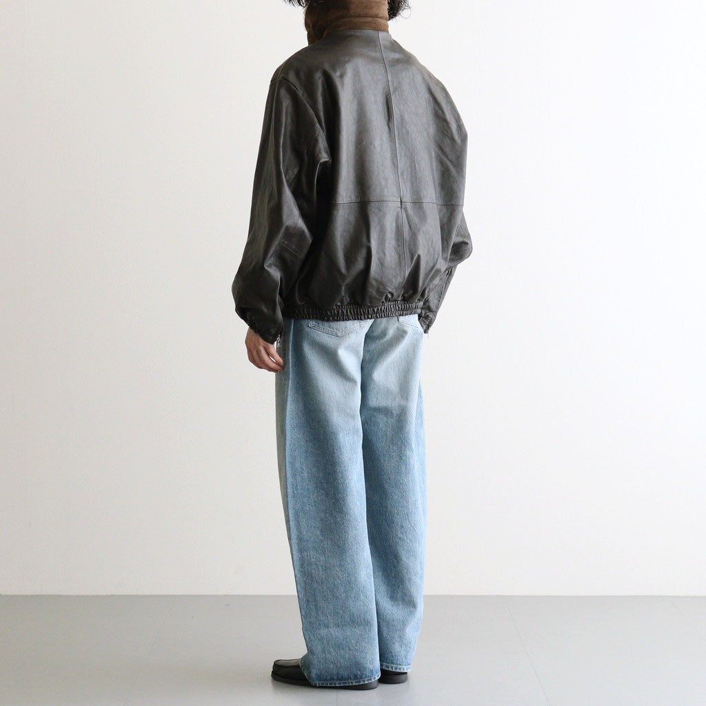 MOUTON COLLAR CALF ZIP JACKET #DARK BROWN [ST.1549]