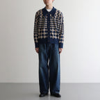 KUBA KNIT SWEATER #NAVY & BEIGE [2541000601]