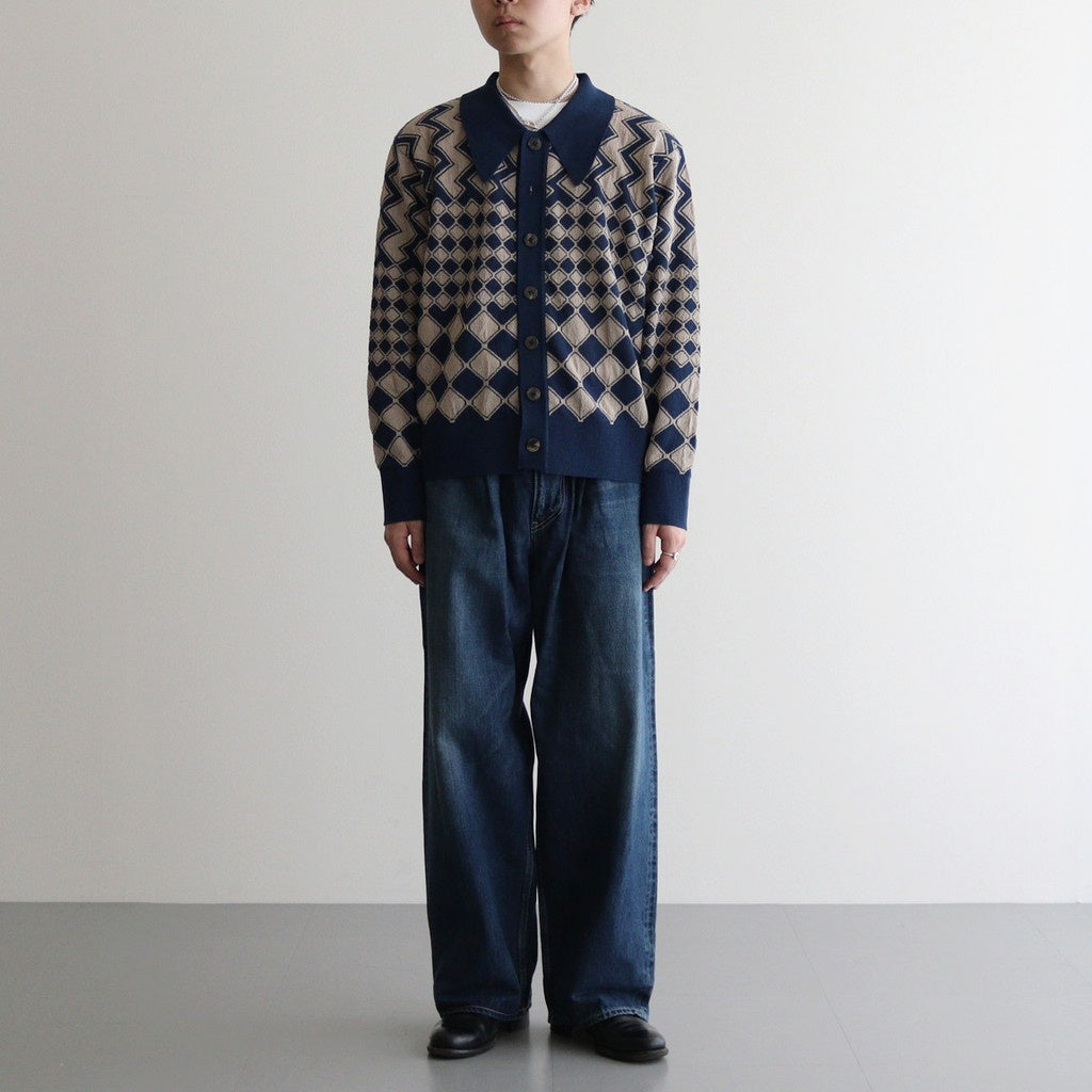 KUBA KNIT SWEATER #NAVY & BEIGE [2541000601]