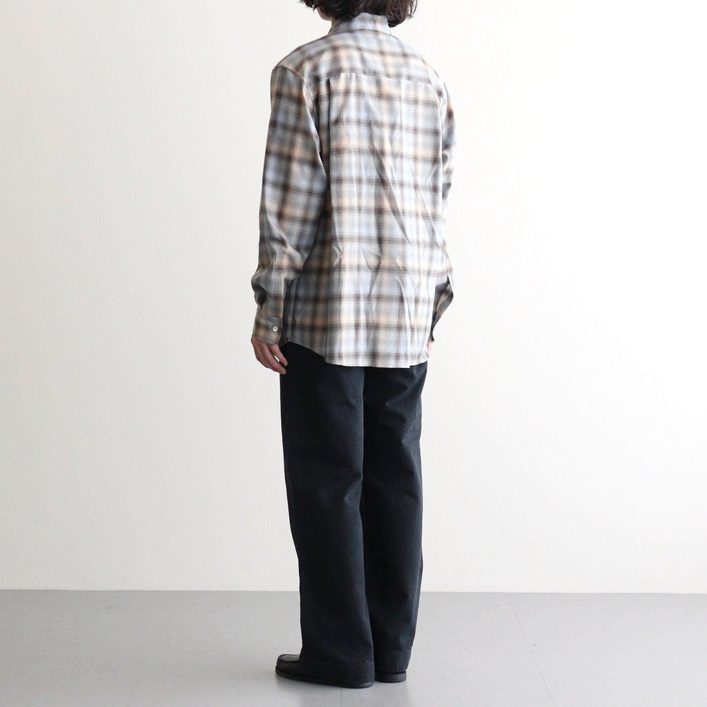SUPER LIGHT WOOL CHECK SHIRT #BLUE ORANGE CHECK [A26AS01LC]