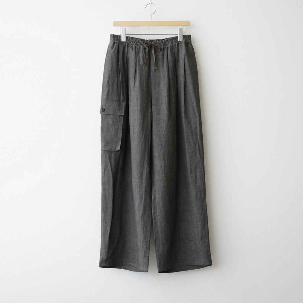 SUMI LINEN WIDE EASY CARGO PANTS #CHARCOAL GRAY [N0050]