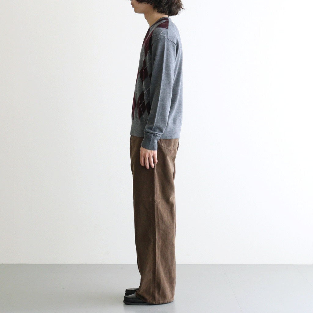 Argyle V-Neck Sweater #GREY×BORDEAUX [I26AW-K5]