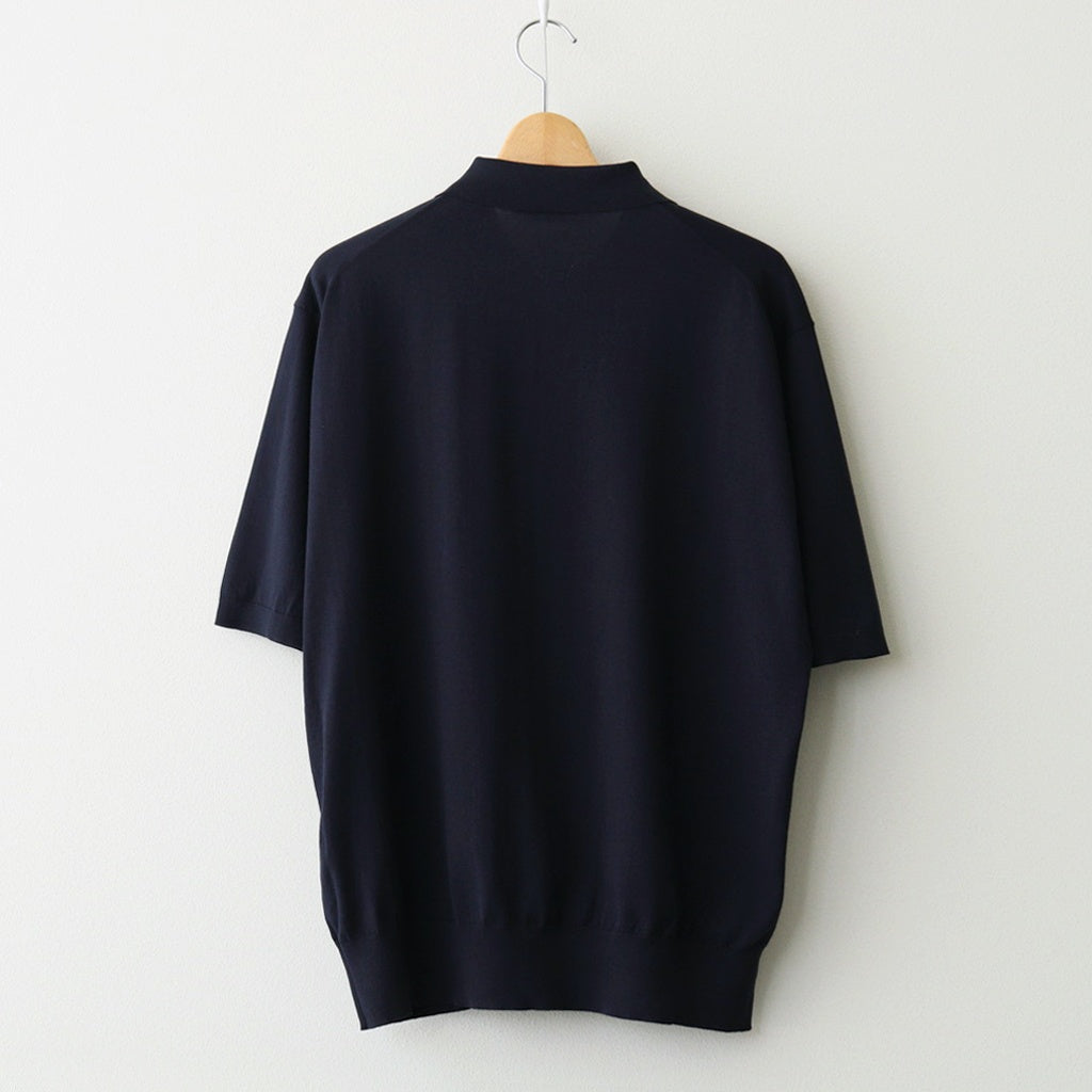 GIZA HIGH GAUGE KNIT POLO #DARK NAVY [A26SP03KA]