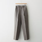 SILK LINEN NEP CHECK ONE-TUCK SLACKS #DARK BROWN CHECK [A26SP04SN]