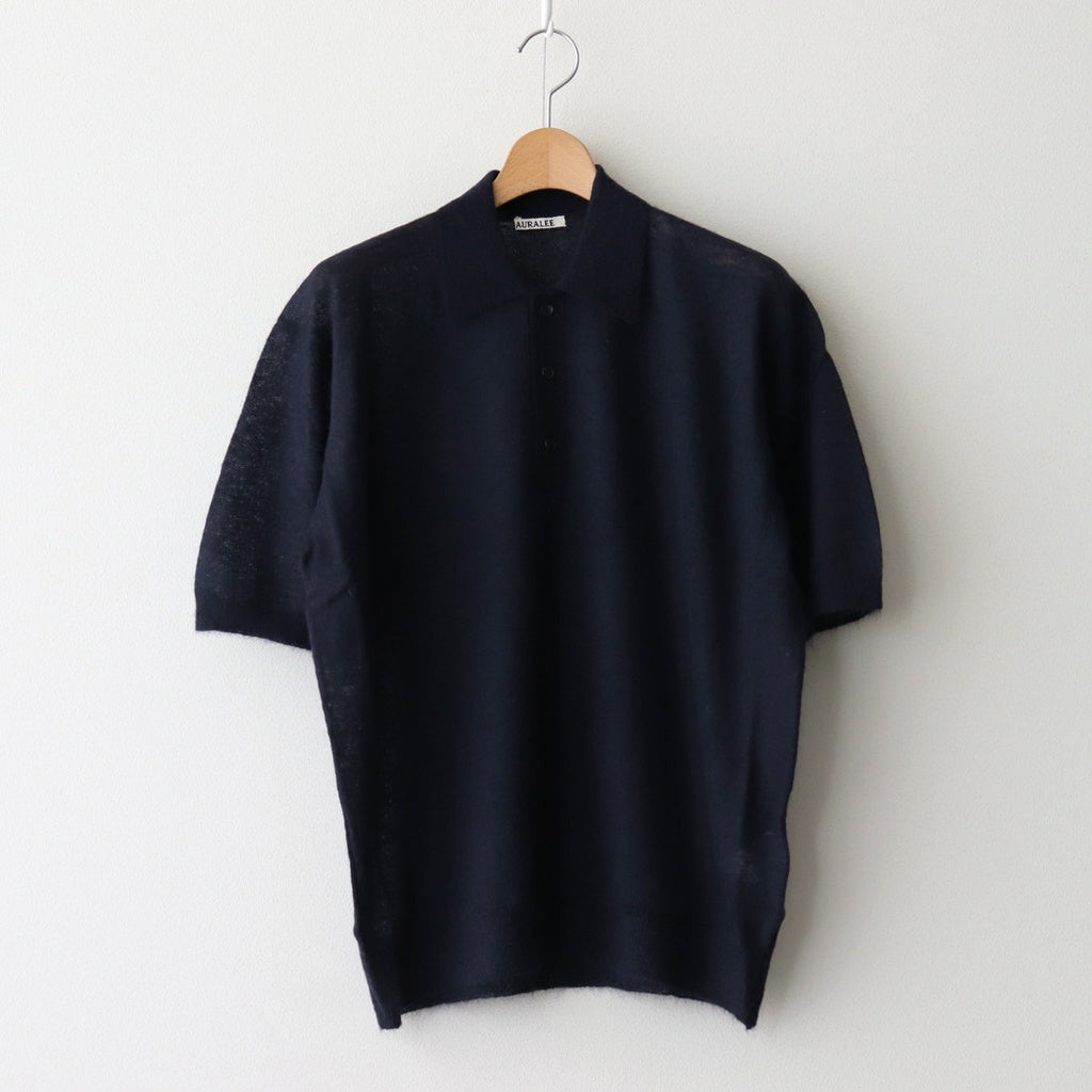 KID MOHAIR SHEER KNIT POLO #NAVY [A25SP03FG]