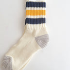 COARSE RIBBED OLDSCHOOL CREW SOCKS #NAVY/YELLOW [R1255-AW25]