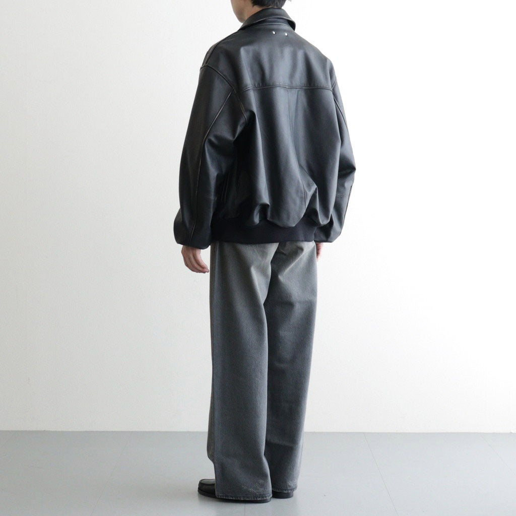 COW LEATHER VINTAGE FLIGHT JACKET #BLACK [ST.1381]