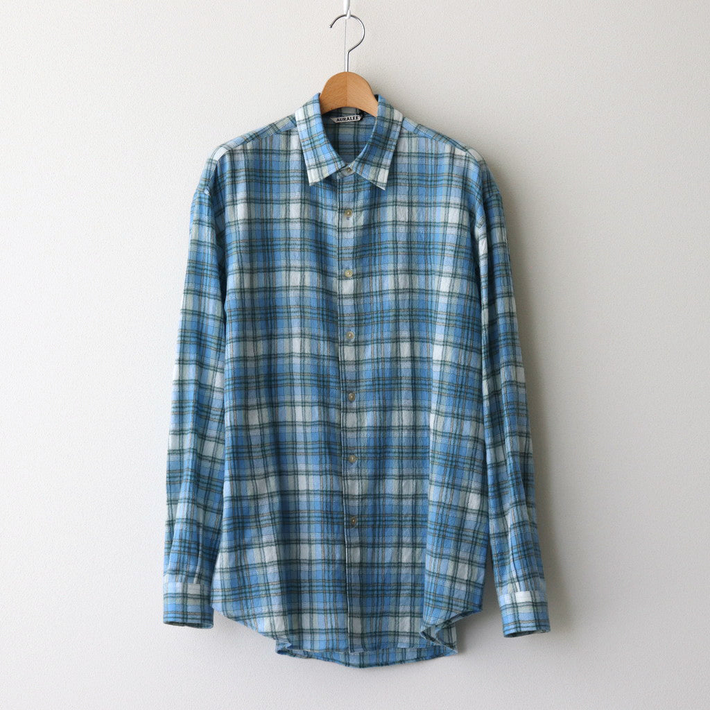 AIRY WOOL CHECK SHIRT #BLUE CHECK [A24AS01WN]