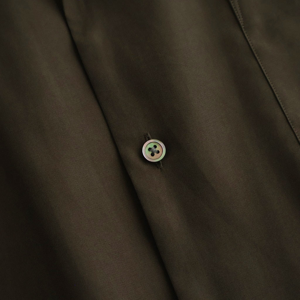 CUPRO TWILL OVERSIZED OPEN COLLAR SS SHIRT #DARK BROWN [ST.1462]