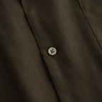 CUPRO TWILL OVERSIZED OPEN COLLAR SS SHIRT #DARK BROWN [ST.1462]