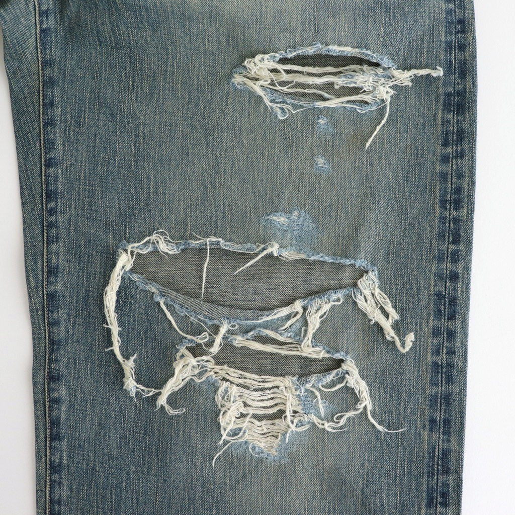 DAMAGED MODERN DENIM PANTS WIDE CUT #FADED INDIGO [25880409]