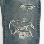 DAMAGED MODERN DENIM PANTS WIDE CUT #FADED INDIGO [25880409]