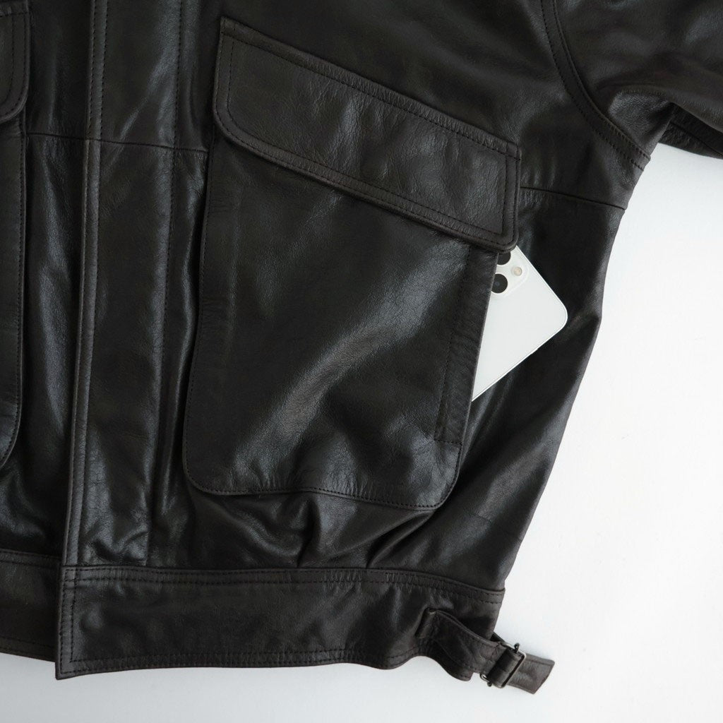 Leather Flight Jacket #Dark Brown [YK26FW01304B]