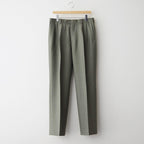 BLUEFACED WOOL TWO-TUCK SLACKS #OLIVE GRAY STRIPE [A26AP02BS]