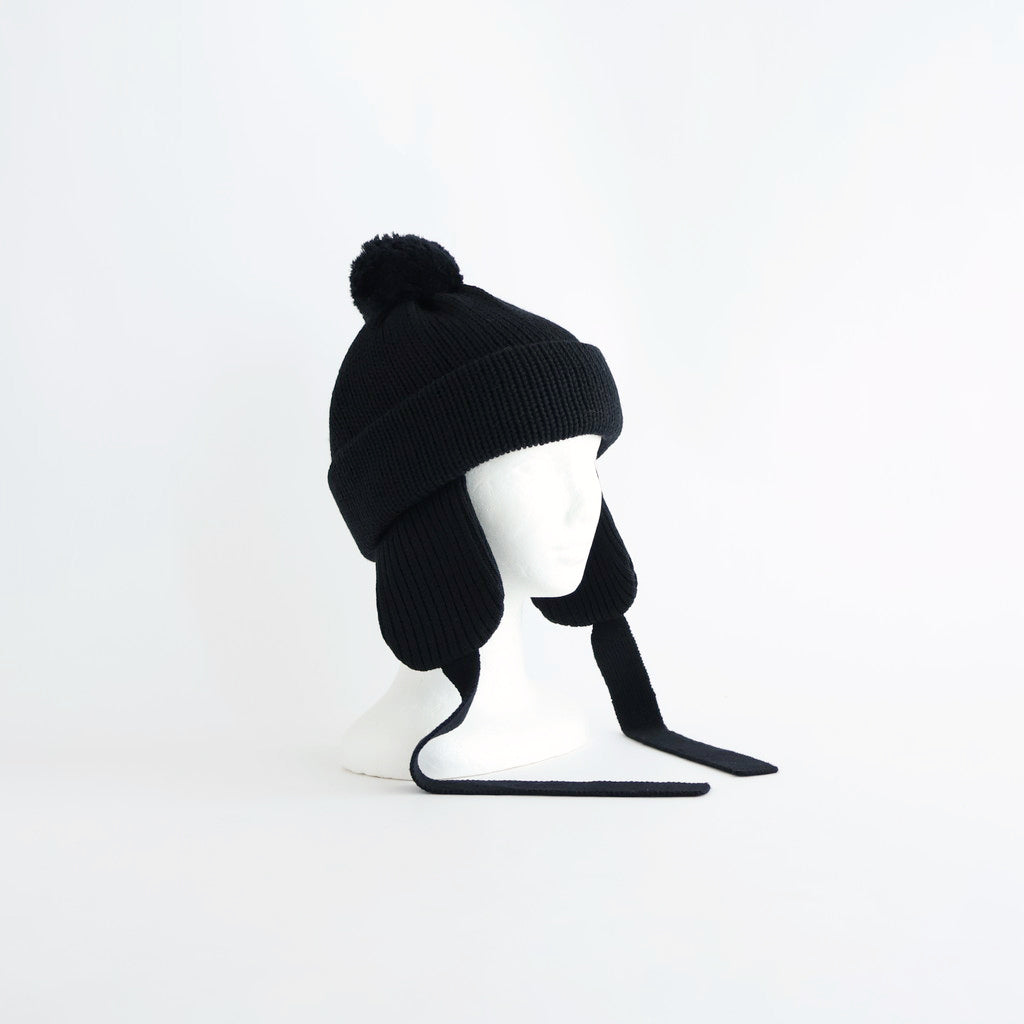 WOOL STANDARD KNIT - 梵天/耳付き #BLACK [NO.28254]