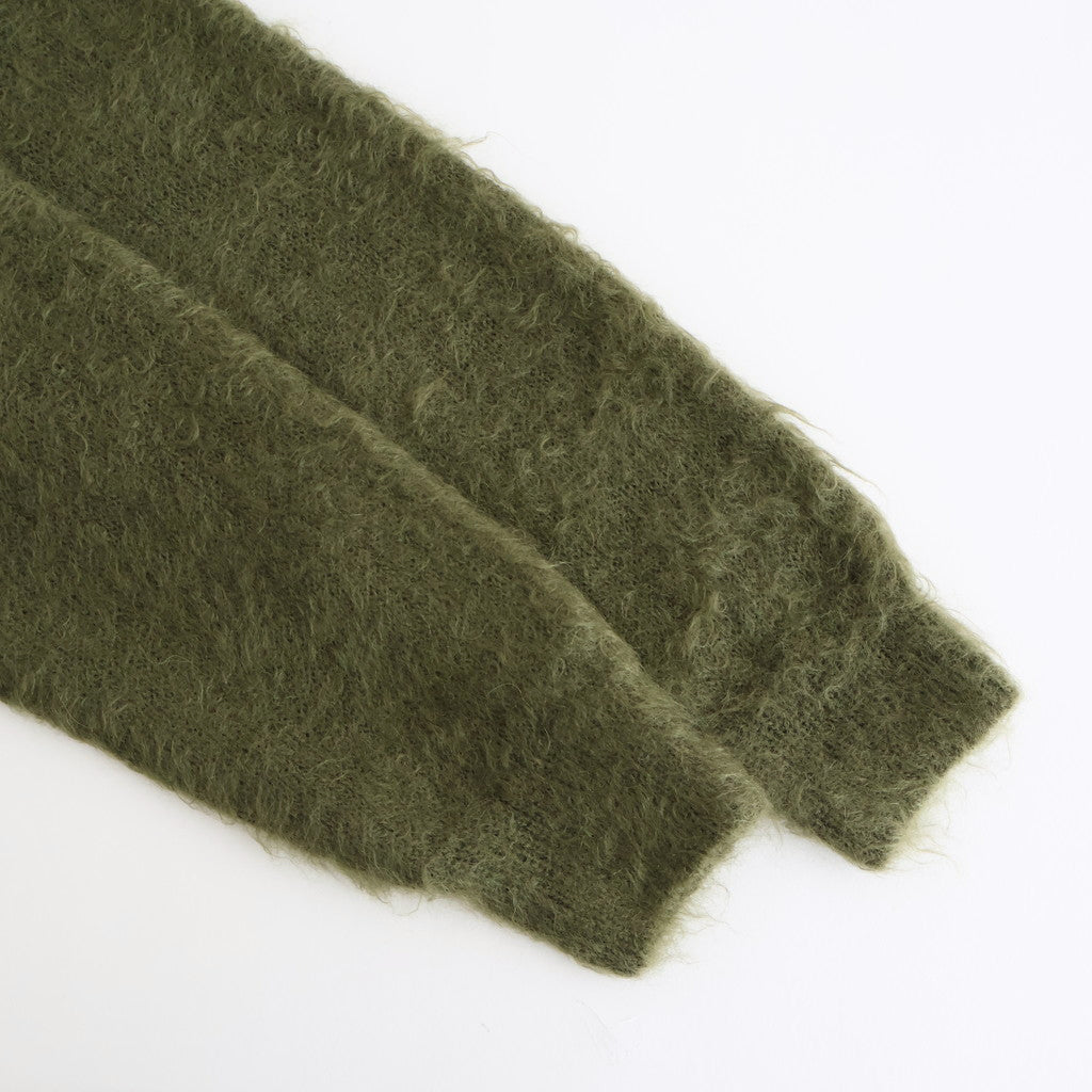 BRUSHED SUPER KID MOHAIR KNIT POLO #OLIVE [A25AP01KM]