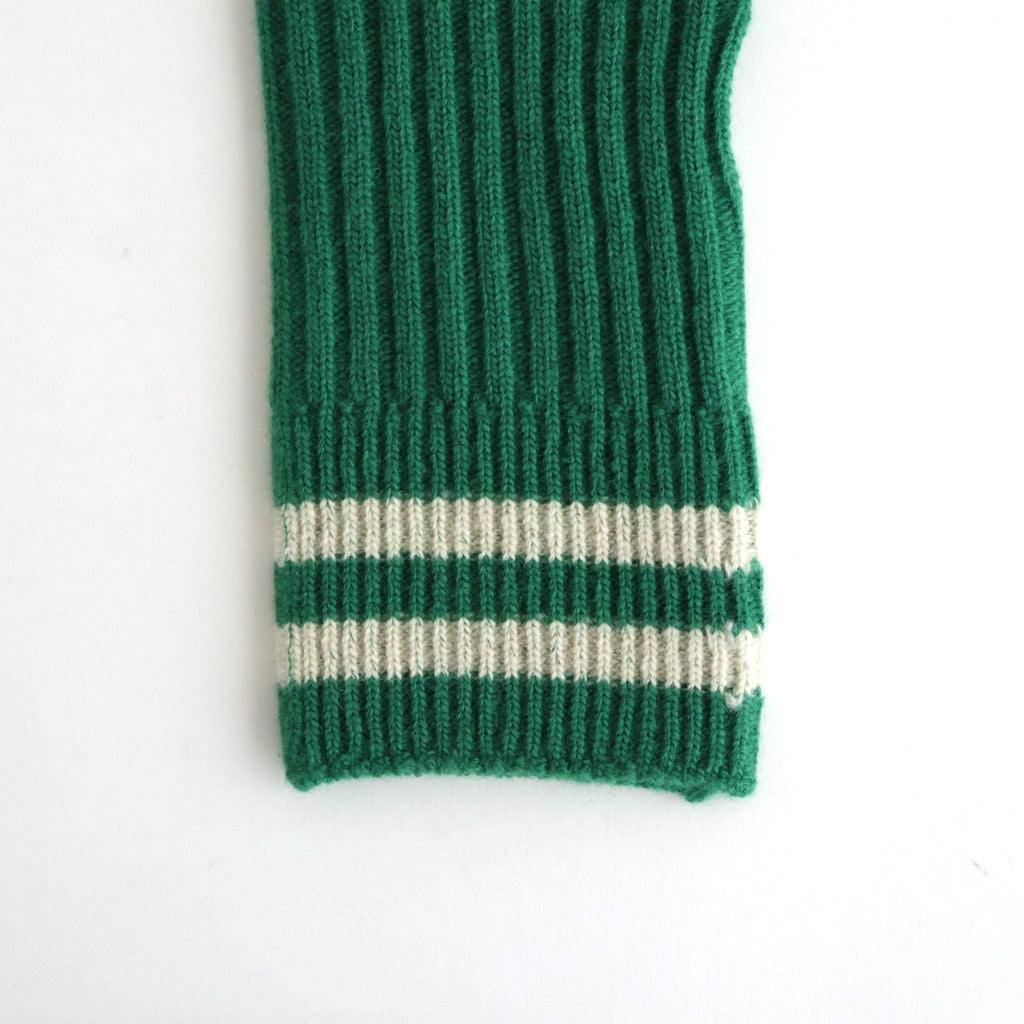 STRIPE SEAMLESS HAND WARMER ”MERINO LAMBS WOOL” #GREEN [R5092-AW25]