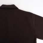 SUPER FINE WOOL RIB KNIT SHIRT CARDIGAN #TOP BROWN [A25AC01RK]