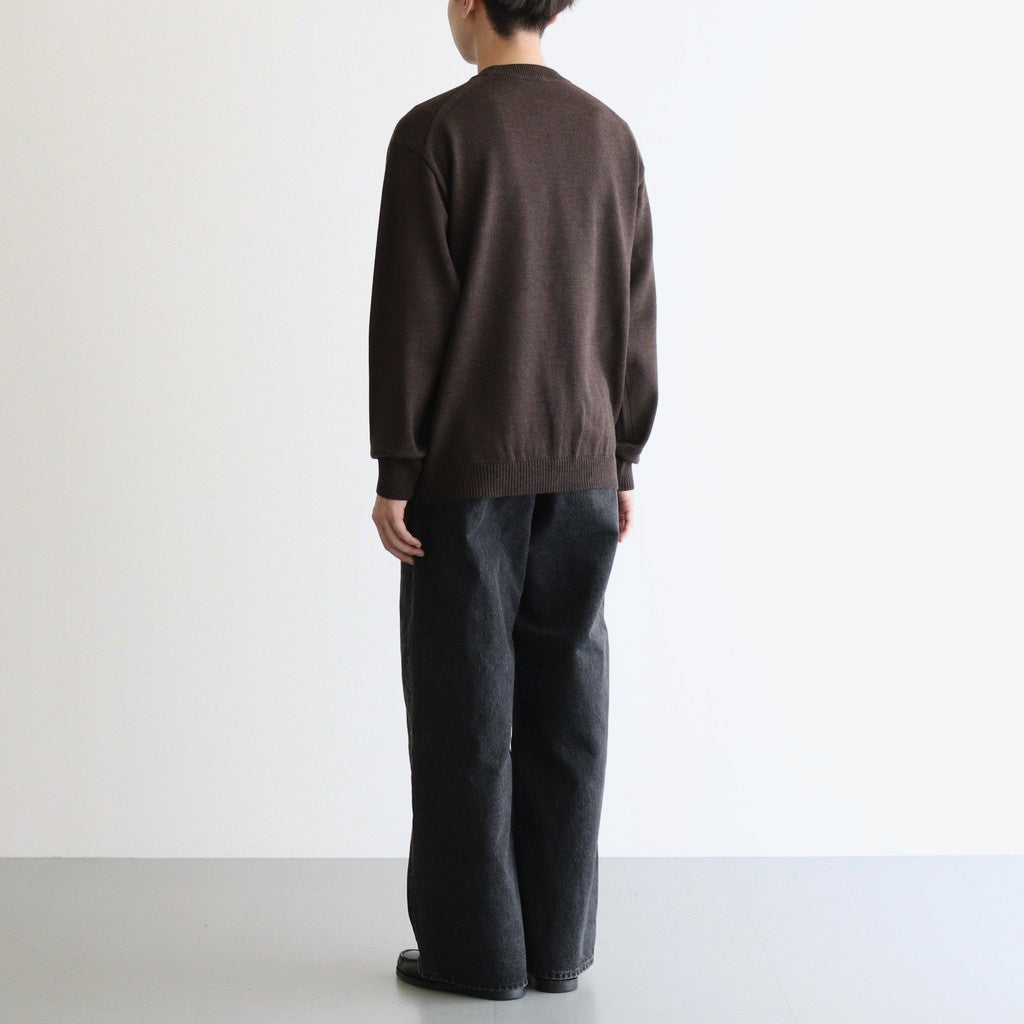 WOOL WASHI CREWNECK SWEATER #BROWN TOP [KRAGGW0102]