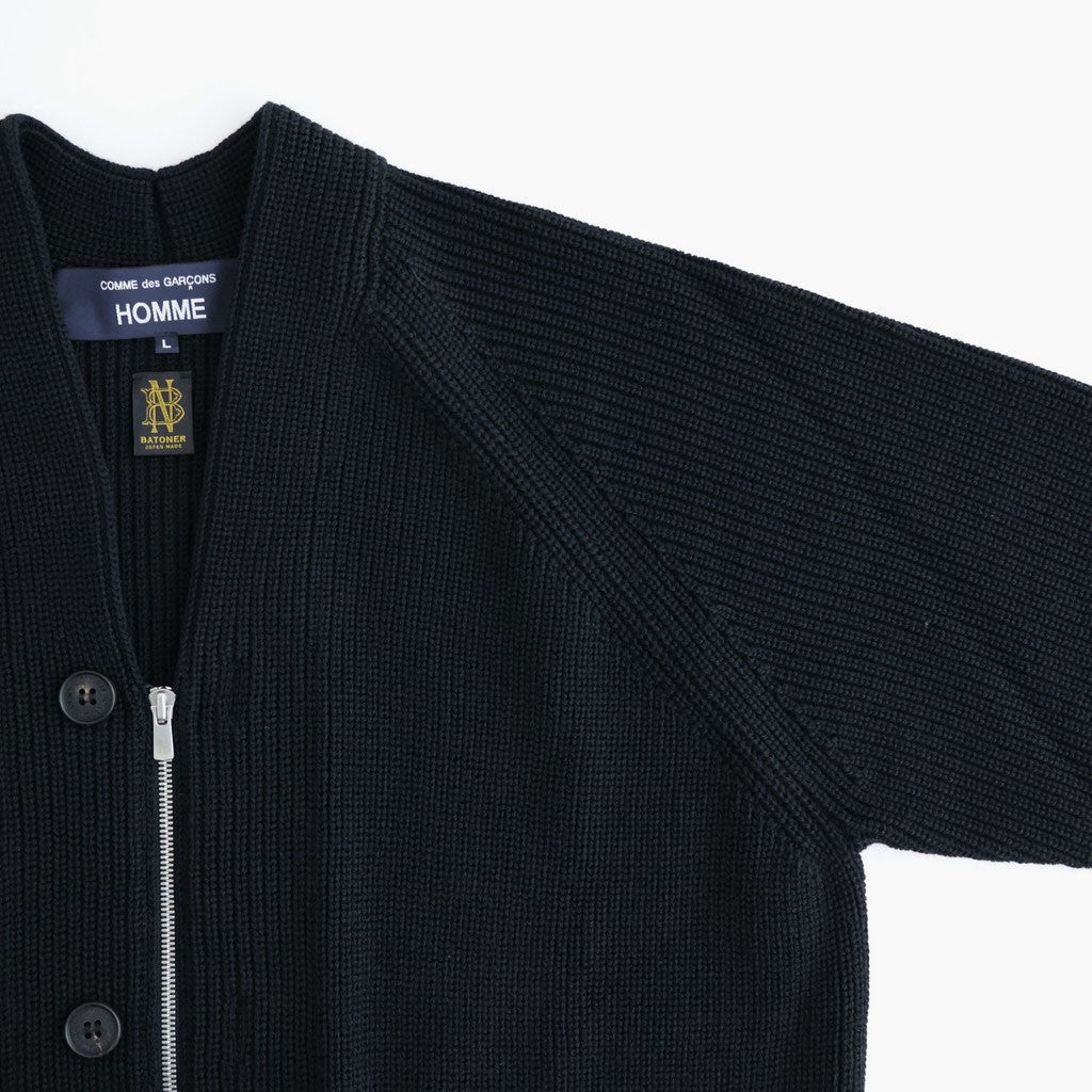 BATONER ウール梳毛片畔 Vネックカーディガン #NAVY [HR-N002-051]