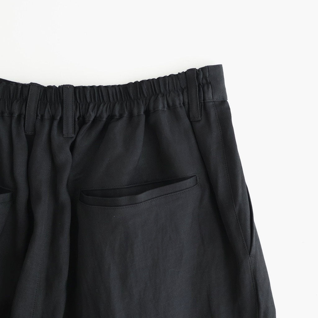 VIS/LI BRIGHT TWILL WIDE EASY TROUSERS #BLACK [ST.1466]