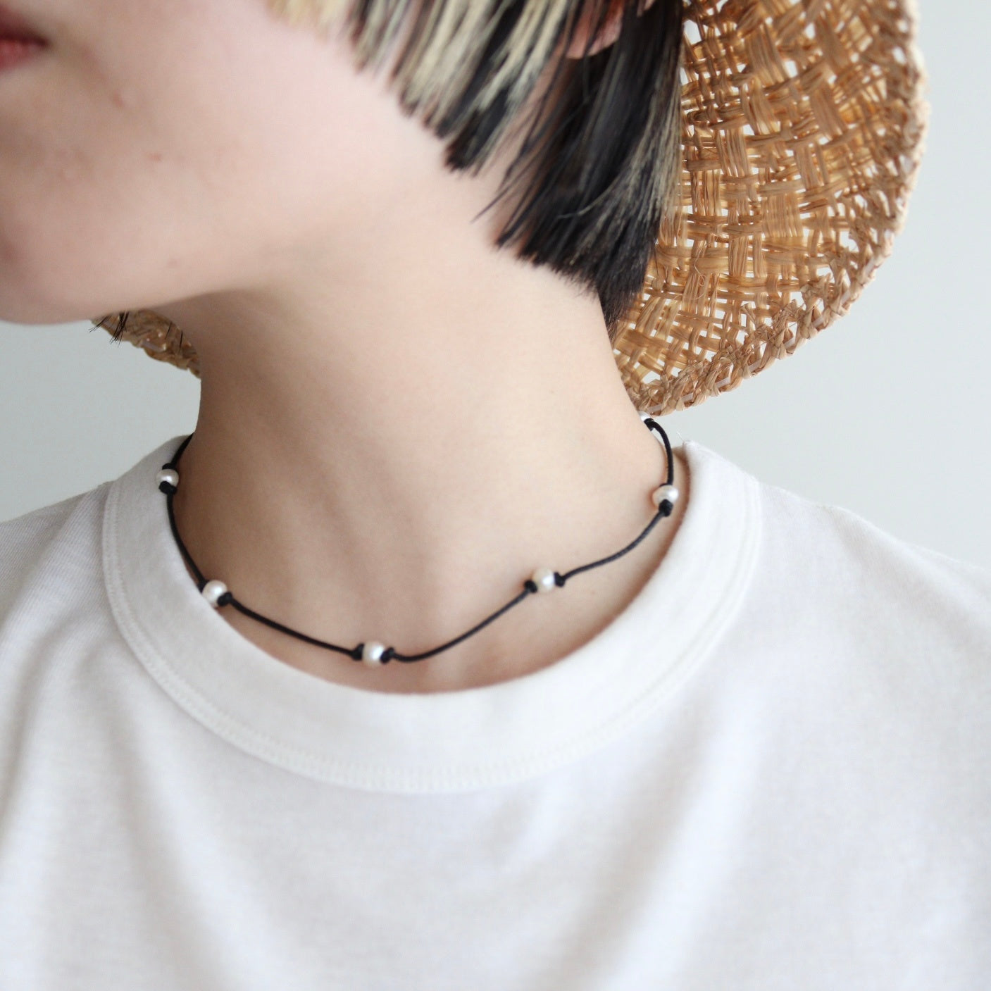Cord Pearl Choker #BLK [12510910]