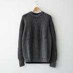 BATONER ウール梳毛片畔 ブリーチ加工 セーター #NAVY [HR-N001-051]