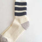 COARSE RIBBED OLDSCHOOL CREW SOCKS #NAVY [R1255-SS26]