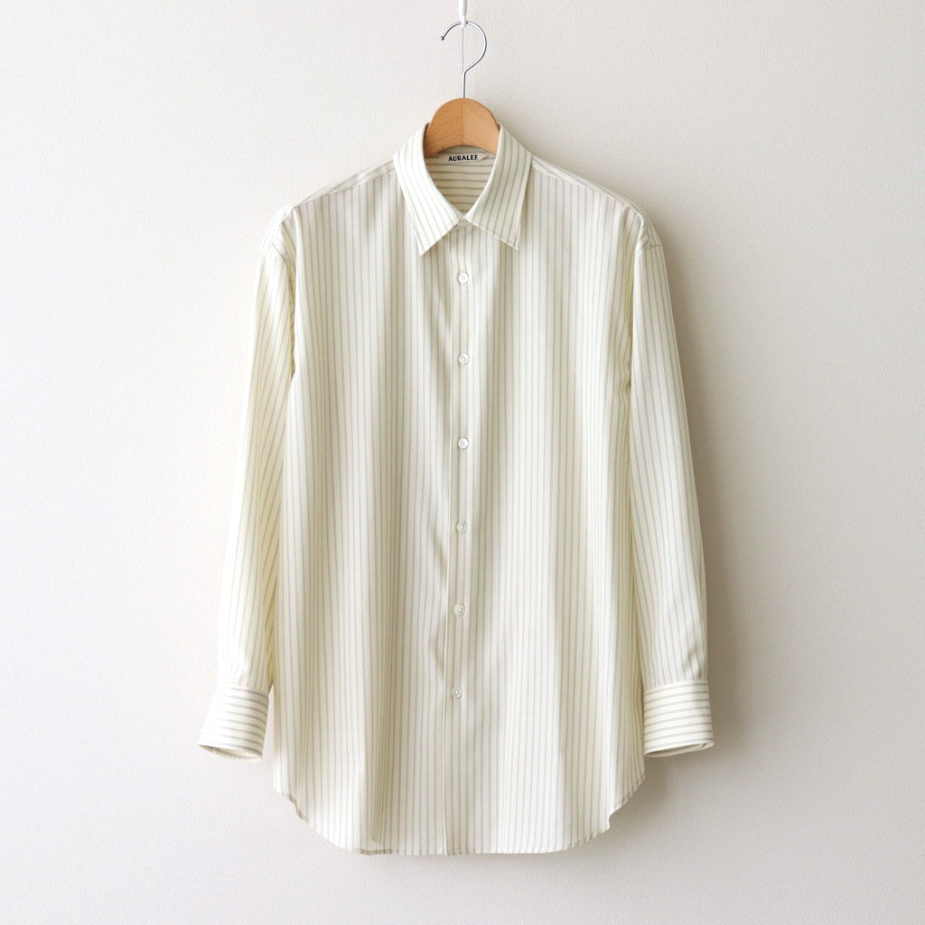 SUPER FINE WOOL STRIPE SHIRT #IVORY STRIPE [A25SS02WW]