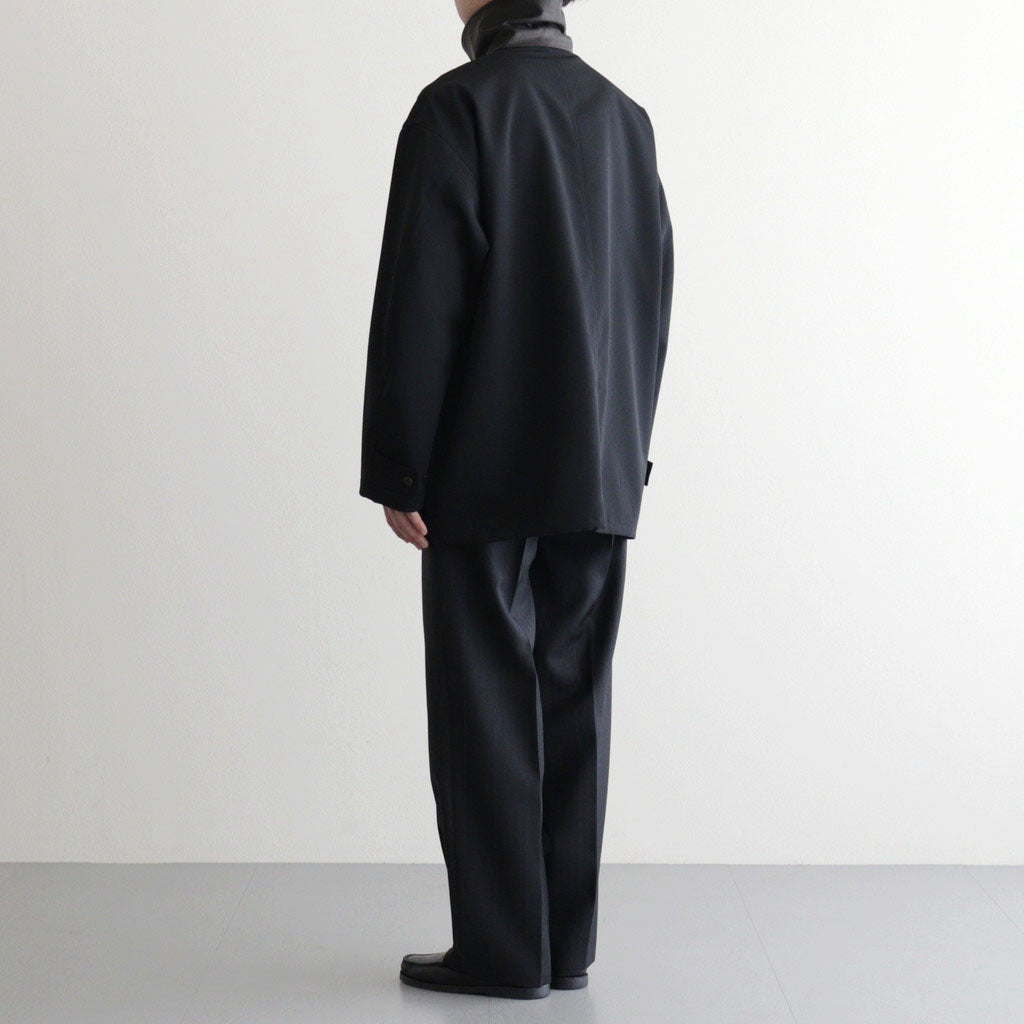 BLUEFACED WOOL TWO-TUCK SLACKS #CHARCOAL NAVY STRIPE [A26SP04BA]