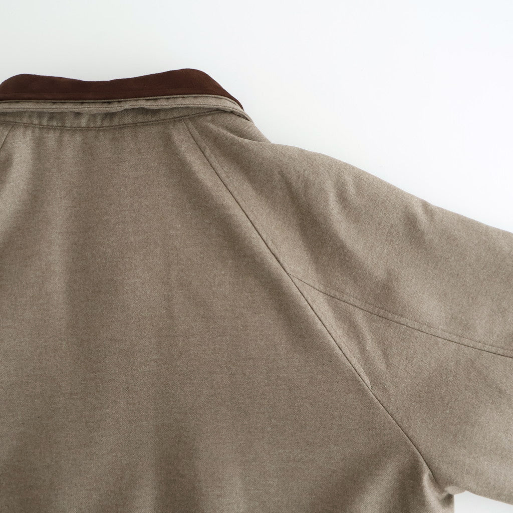 WOOL FULLING FLANNEL PADDED OVER BLOUSON #TOP BROWN [A25AB02CF]