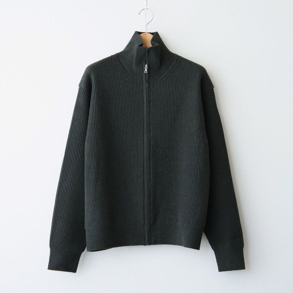 SUPER FINE WOOL RIB KNIT ZIP CARDIGAN #TOP DARK OLIVE [A26AC01RK]