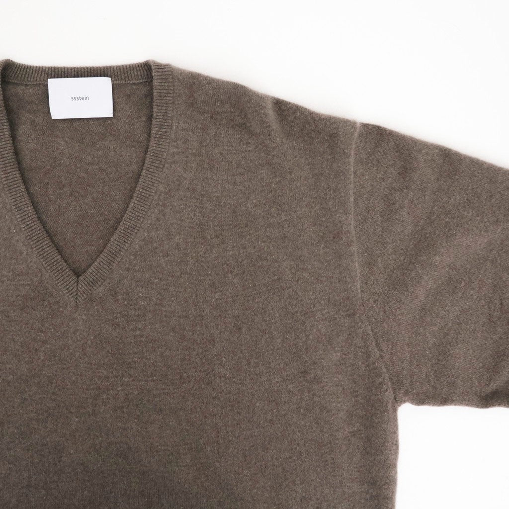 PURE CASHMERE KNIT V NECK LS #TAUPE [ST.1629]