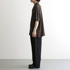 CUPRO TWILL OVERSIZED OPEN COLLAR SS SHIRT #DARK BROWN [ST.1462]