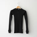 ORGANIC SOFT RIB HENLY NECK P/O #BLACK [A25SP03OT]
