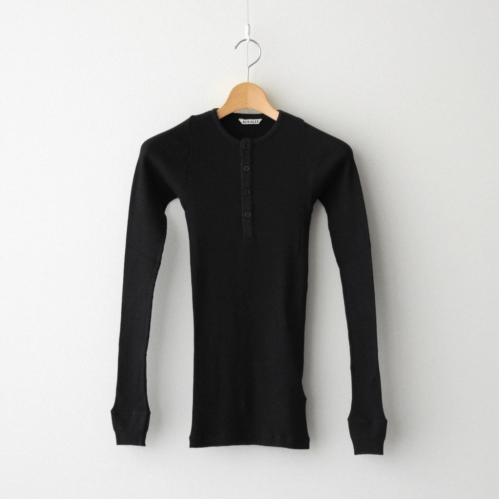 ORGANIC SOFT RIB HENLY NECK P/O #BLACK [A25SP03OT]