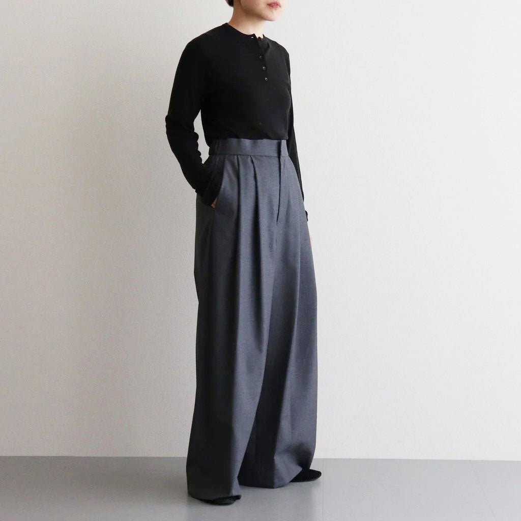 WOOL TROPICAL WIDE EASY PANTS #TOP GRAY [PRAGCW0110]