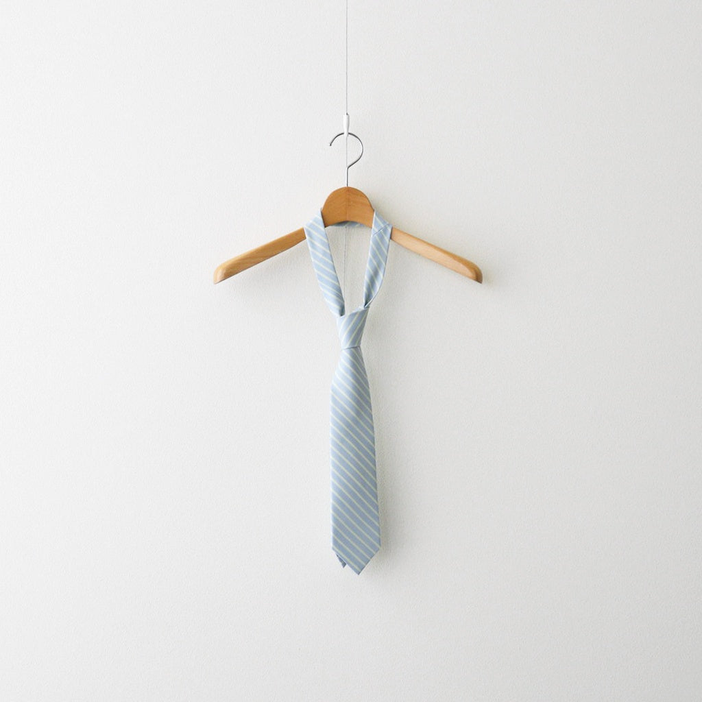 SUPER FINE WOOL STRIPE TIE #SAX BLUE STRIPE [A26ST03WW]
