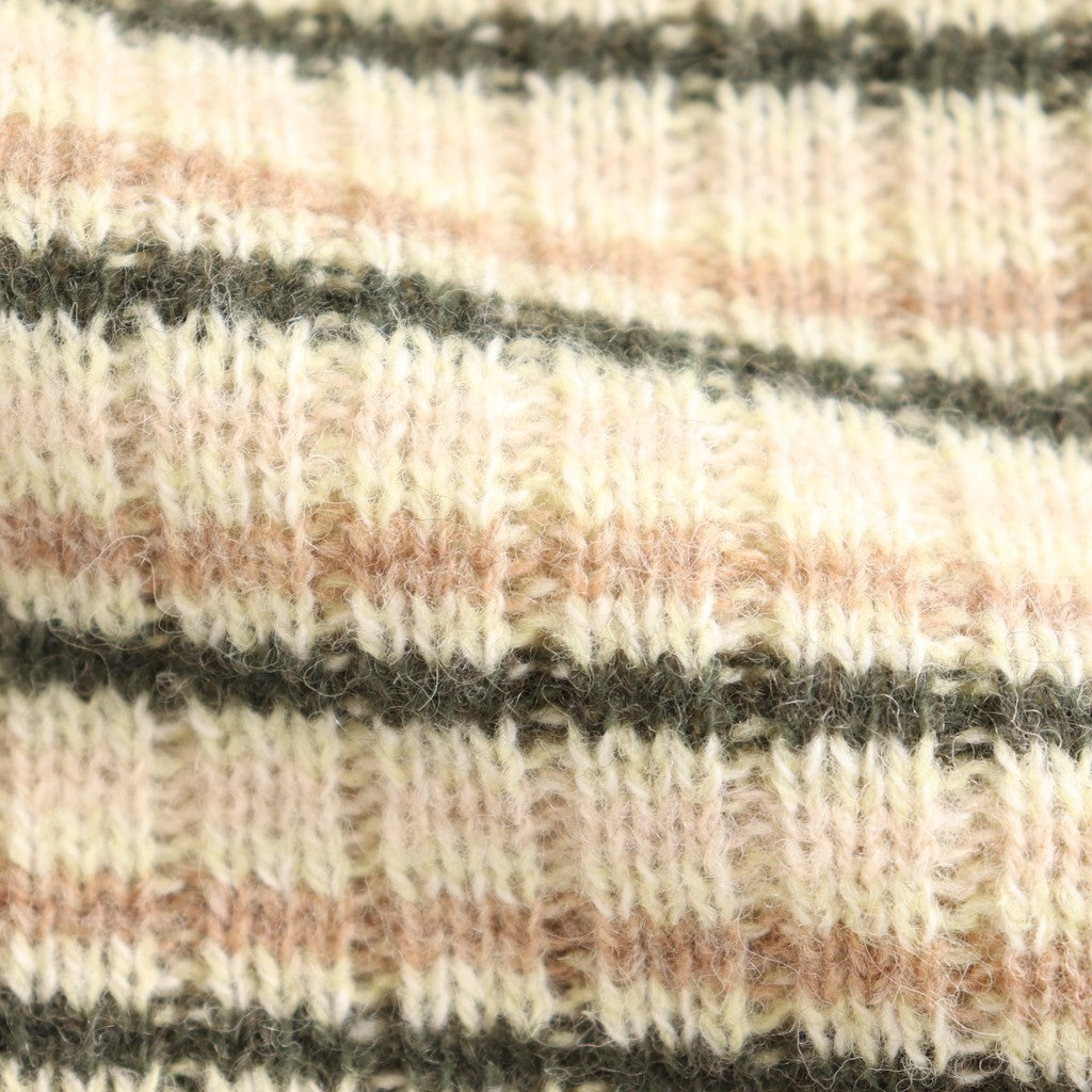 SHETLAND WOOL CASHMERE RIB KNIT P/O #IVORY STRIPE [A25AP01SB
