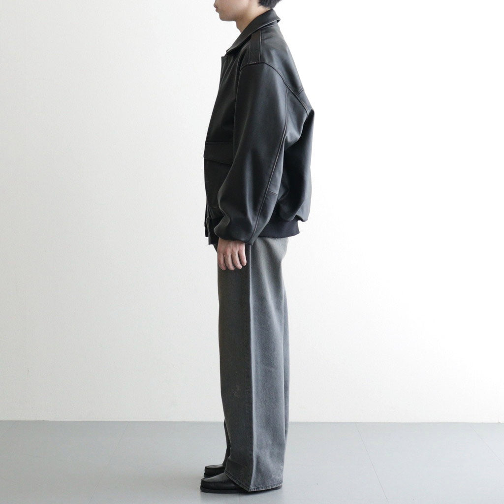 COW LEATHER VINTAGE FLIGHT JACKET #BLACK [ST.1381]