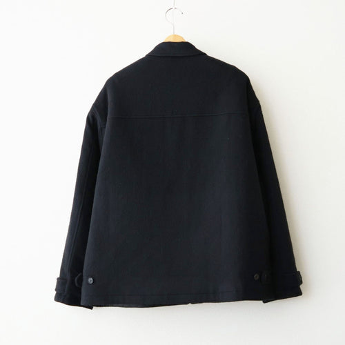 ウールライトシャギー×キュプラツイルキルティング ジップブルゾン #BLACK [HR-J024-051]