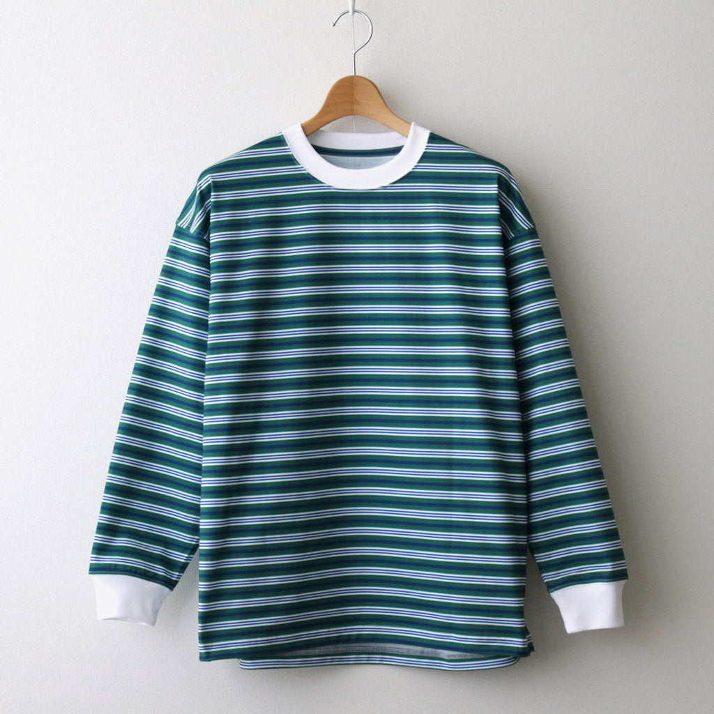 W's TECH DRAWSTRING MULTI BORDER L/S TEE #GREEN / BLUE [BE-34024L]