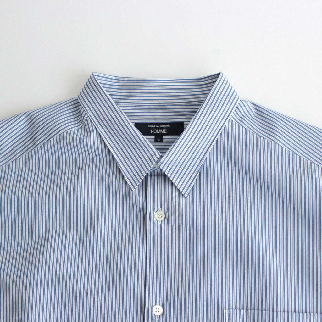 綿ストライプ L/S シャツ #NAVY×SAX×WHITE [HO-B007-051]