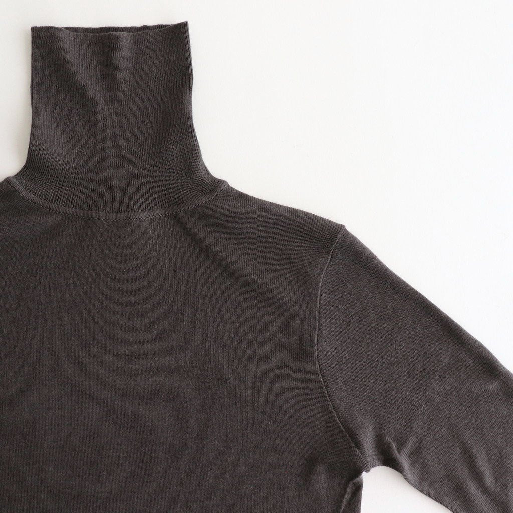 TENCEL SILK CIRCULER RIB TURTLENECK SWEATER #CHARCOAL GRAY(004) [KRAGGW0703]