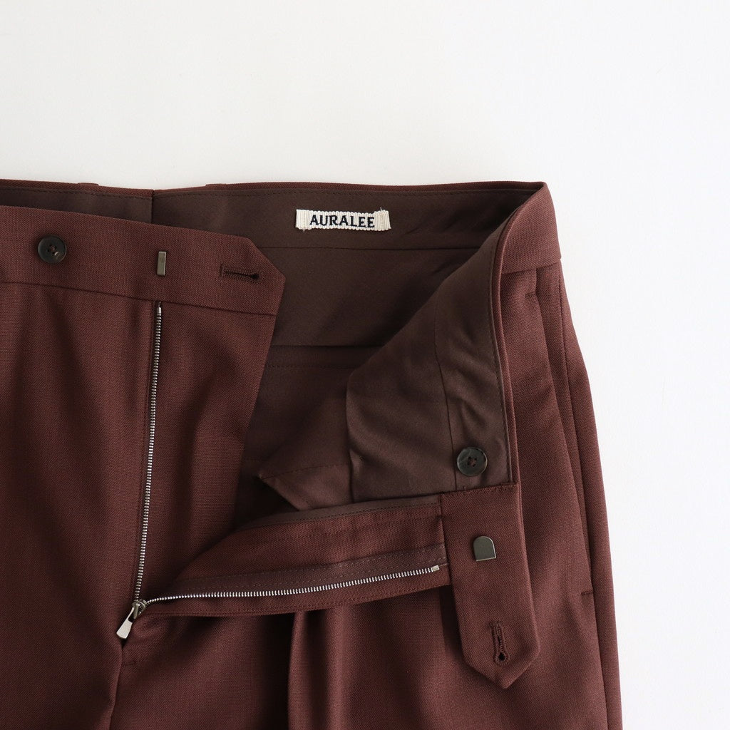 WOOL KID MOHAIR HOP SACK TWO-TUCK SLACKS #BURGUNDY [A25SP02MH]