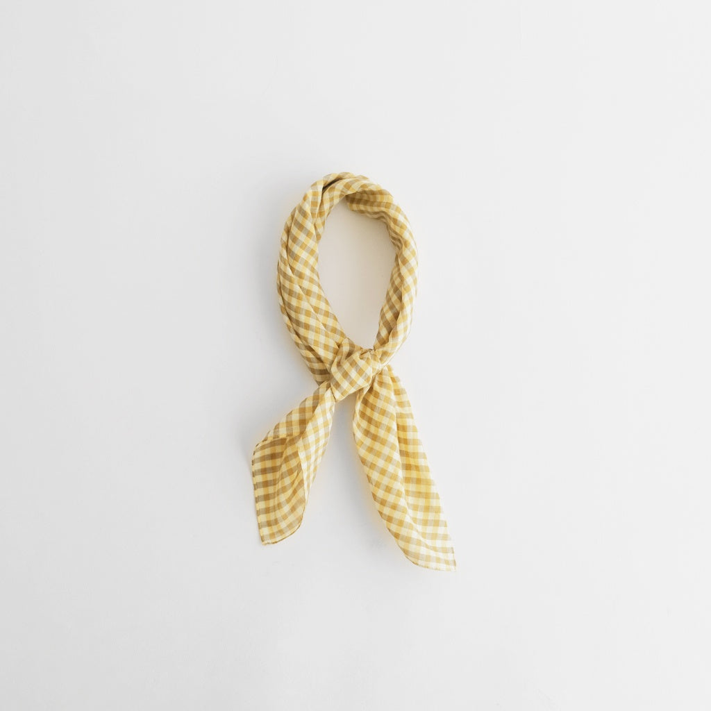 AIRY LIGHT COTTON CHECK SCARF #MUSTARD GINGHAM CHECK [A26SS05GC]
