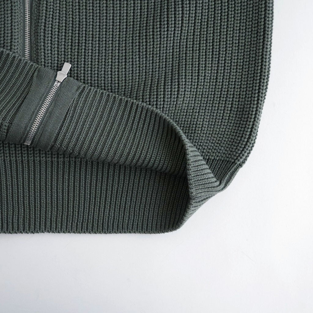 BATONER ウール梳毛片畔 ジップカーディガン #KHAKI [HR-N003-051]