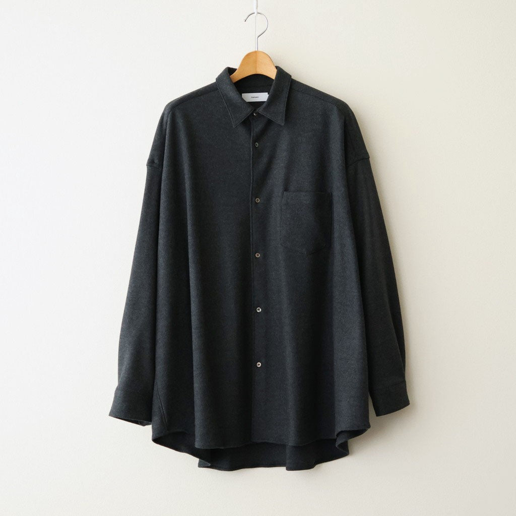 Wool Smooth Flannel Oversized Regular Collar Shirt #GRAY [GU263-50521B]