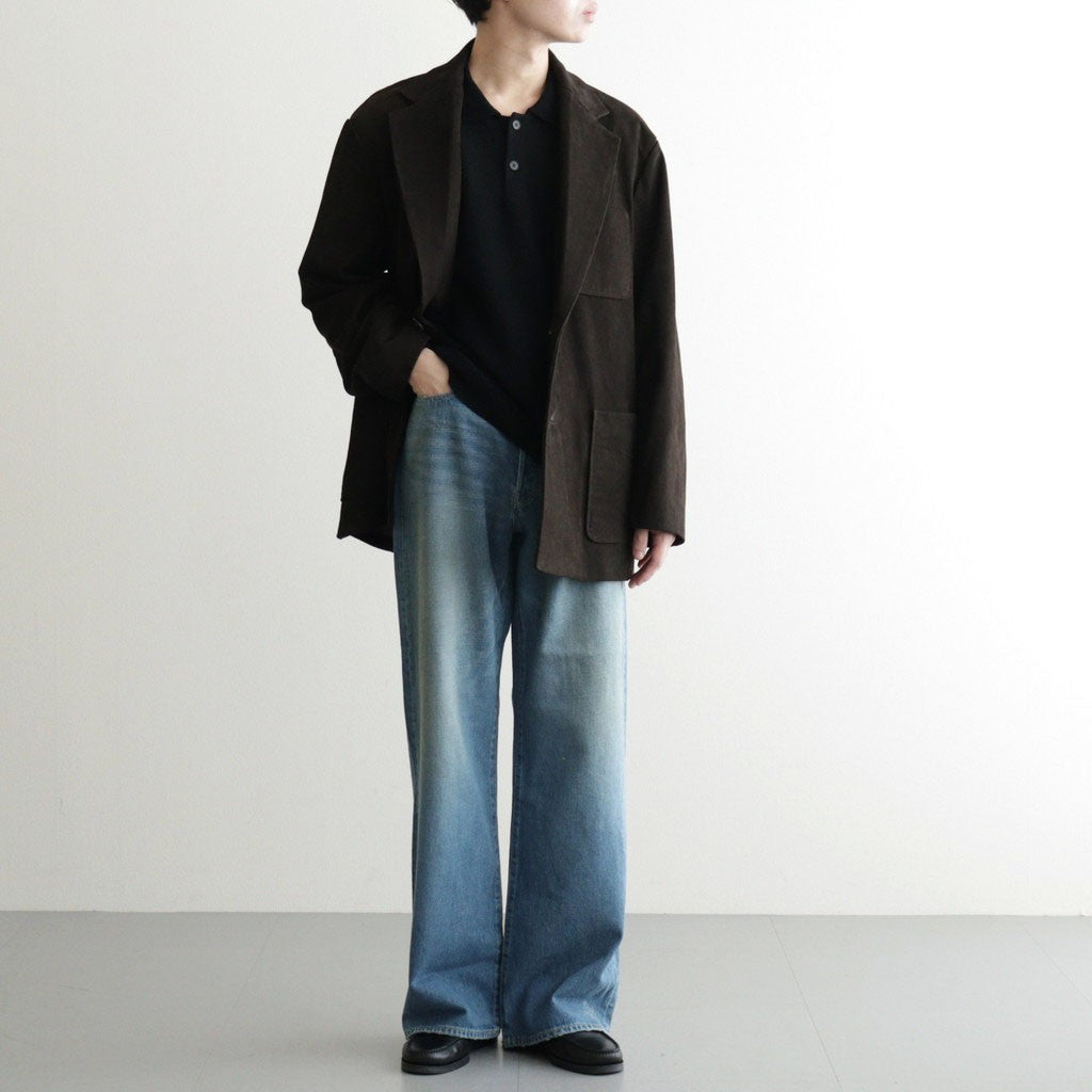 EXTRA FINE WOOL KNIT POLO LS #BLACK [ST.1477]